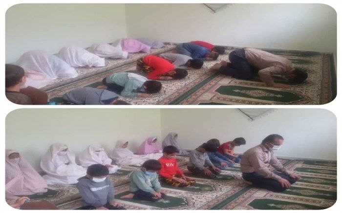 اقامه اولین نماز جماعت دانش‌آموزان روزه اولی کوهرنگ در ماه رمضان