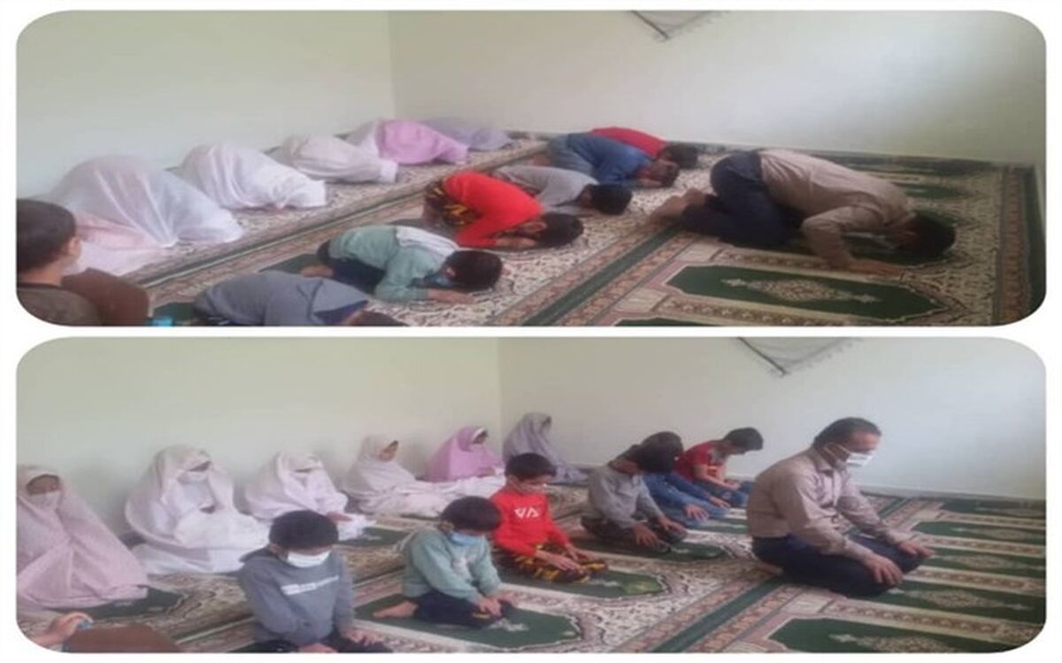 اقامه اولین نماز جماعت دانش‌آموزان روزه اولی کوهرنگ در ماه رمضان