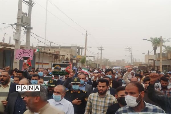 شرکت دانش‌آموزان شهرستان حمیدیه در راهپیمایی روز قدس