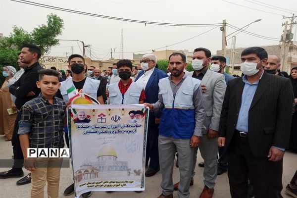 شرکت دانش‌آموزان شهرستان حمیدیه در راهپیمایی روز قدس