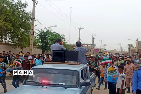 شرکت دانش‌آموزان شهرستان حمیدیه در راهپیمایی روز قدس