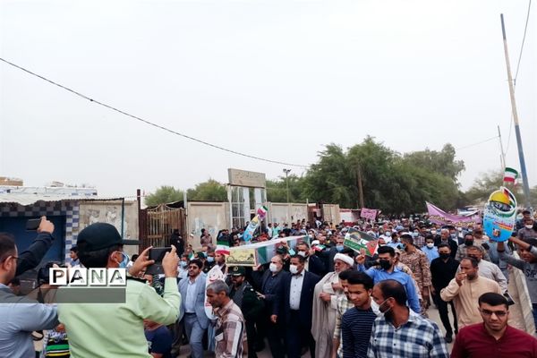 شرکت دانش‌آموزان شهرستان حمیدیه در راهپیمایی روز قدس