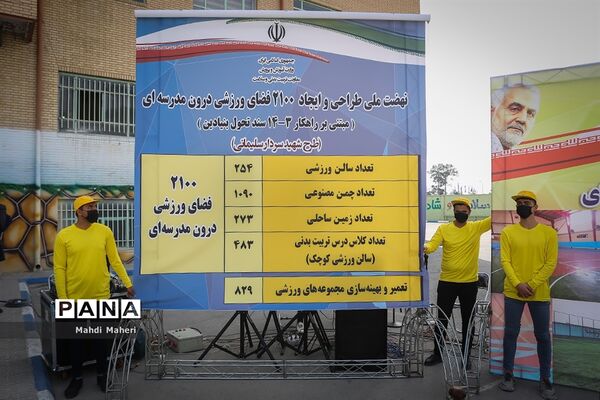 مراسم افتتاحیه نهضت ملی طراحی و ایجاد 2100 فضای ورزشی درون مدرسه‌ای (طرح شهید سردار سلیمانی)