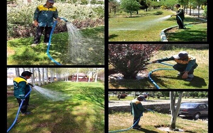تداوم آبیاری فضاهای سبز شهری با افزایش دمای هوای استان