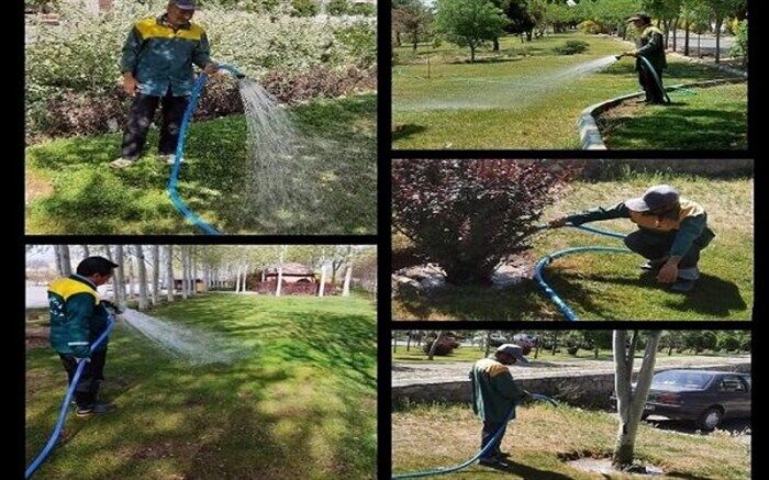 تداوم آبیاری فضاهای سبز شهری با افزایش دمای هوای استان