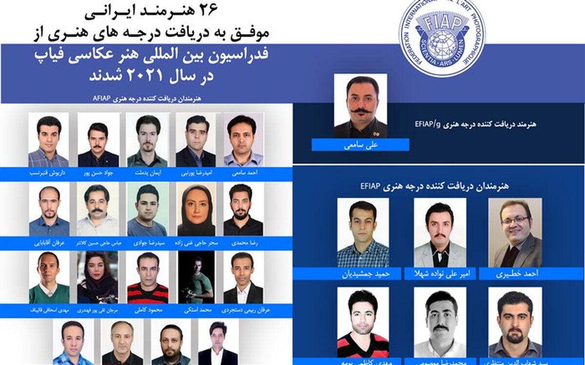 اعطای درجه هنری به عکاسان ایرانی از سوی فیاپ