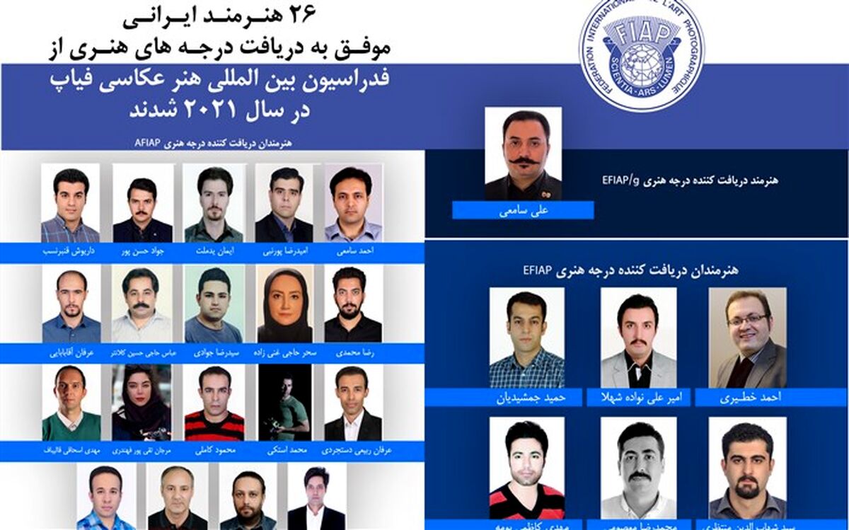اعطای درجه هنری به عکاسان ایرانی از سوی فیاپ