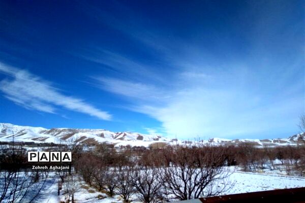 طبیعت برفی و هوای پاک در روستای بیدهند قم