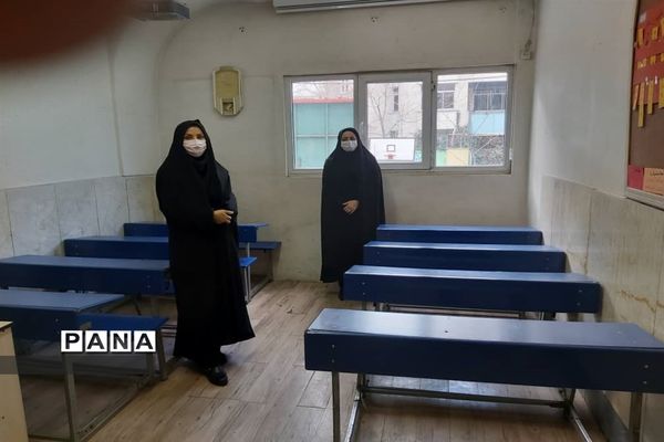 بازدید از مدارس منطقه یک از نظر رعایت پروتکل‌های بهداشتی