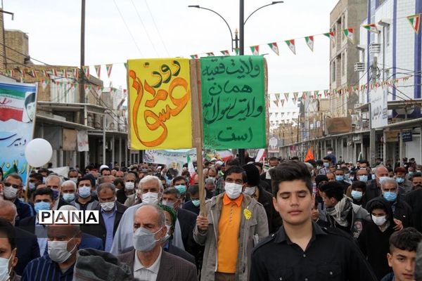 حضور پرشور دانش‌آموزان و فرهنگیان بهبهانی در راهپیمایی یوم الله 22 بهمن ماه