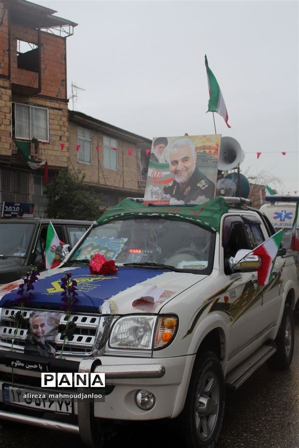 راهپیمایی خودرویی و موتوری ۲۲ بهمن در شهرستان گلوگاه