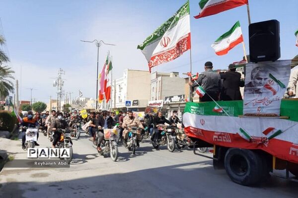راهپیمایی خوردرویی و موتوری در یوم الله 22بهمن درتنگستان