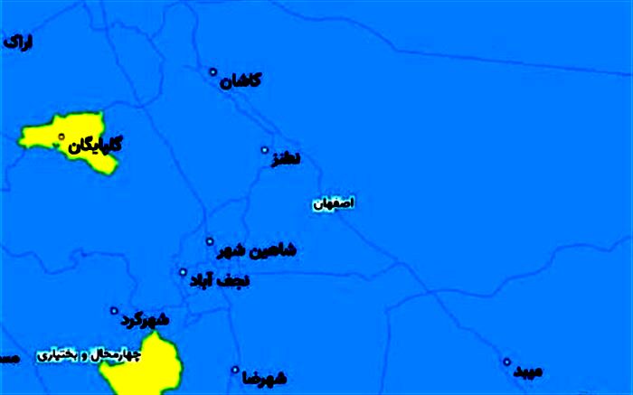 شیوع کرونا در ۱۹ شهر اصفهان آبی است