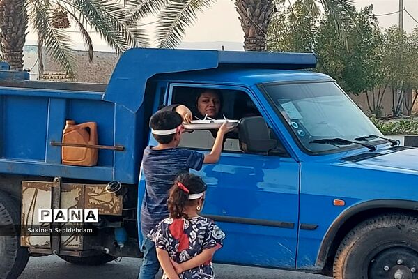 ایستگاه صلواتی حضرت قاسم ابن الحسن به همت دانش‌آموزان شهر اشکنان
