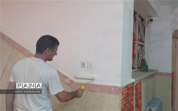 زیباسازی دبیرستان مهدیه ناحیه یک ری برای آغاز سال تحصیلی جدید