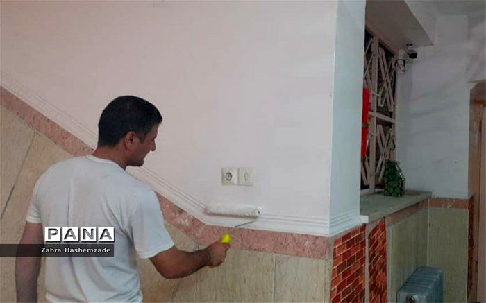 زیباسازی دبیرستان مهدیه ناحیه یک ری برای آغاز سال تحصیلی جدید