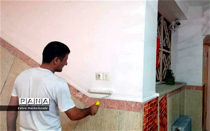 زیباسازی دبیرستان مهدیه ناحیه یک ری برای آغاز سال تحصیلی جدید