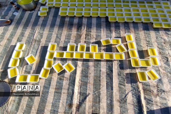 طبخ و توزیع شله زرد نذری در شهرستان زیرکوه