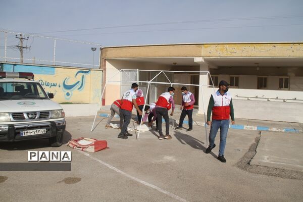 بیست‌وچهارمین مانور سراسری زلزله و ایمنی در دبیرستان شاهد امام جواد(ع) بهبهان