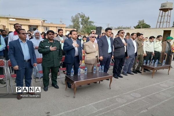 آیین نواختن زنگ مانور سراسری زلزله و ایمنی در شهرستان کارون