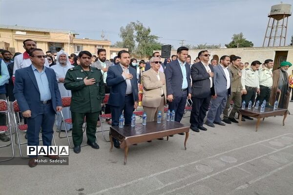 آیین نواختن زنگ مانور سراسری زلزله و ایمنی در شهرستان کارون