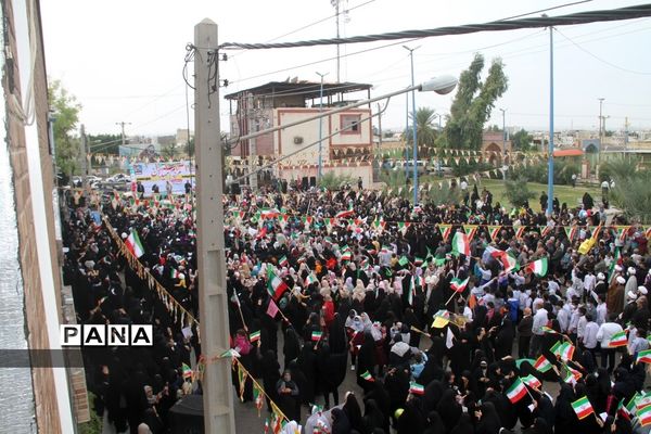 برگزاری اجتماع چند هزار نفری دانش‌آموزان و اقشار مختلف مردم شهرستان بهبهان