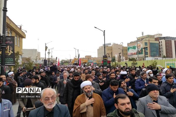 مراسم تشییع پیکر طلبه شهید حسن مختارزاده در قم