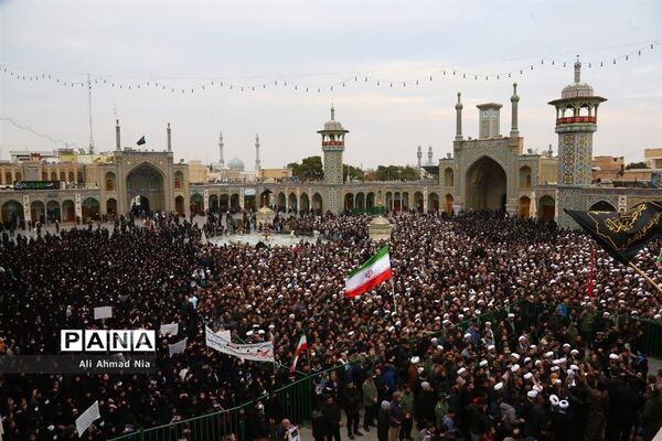 مراسم تشییع پیکر طلبه شهید حسن مختارزاده در قم