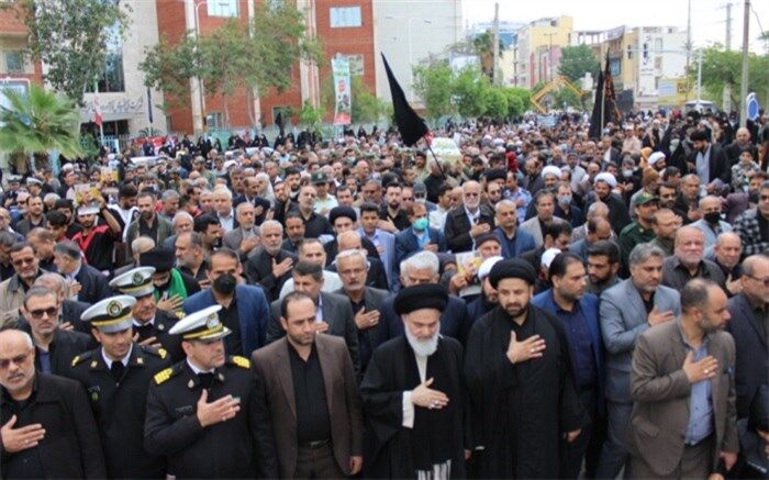 پیکر 3 شهید گمنام دفاع مقدس در بوشهر تشییع شد