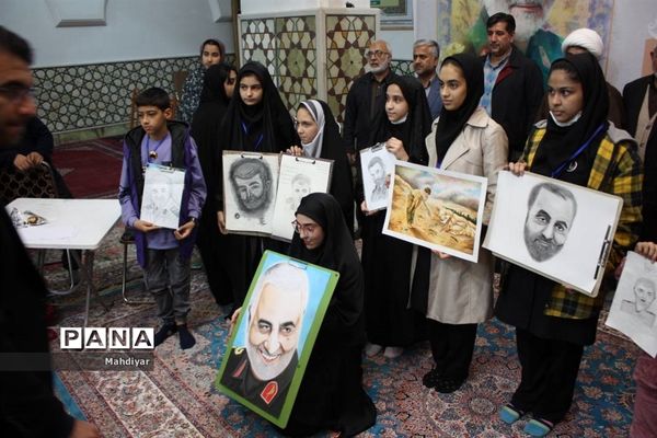 مسابقه نقاشی دانش‌آموزی در سالگرد شهادت حاج قاسم سلیمانی