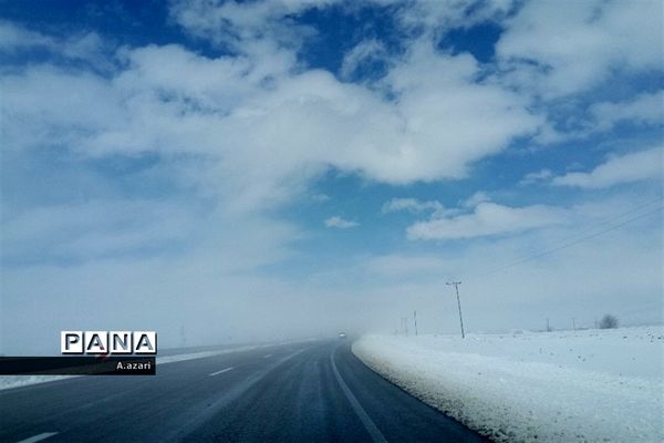 نقاشی زیبای طبیعت با بارش برف در شهرستان بن