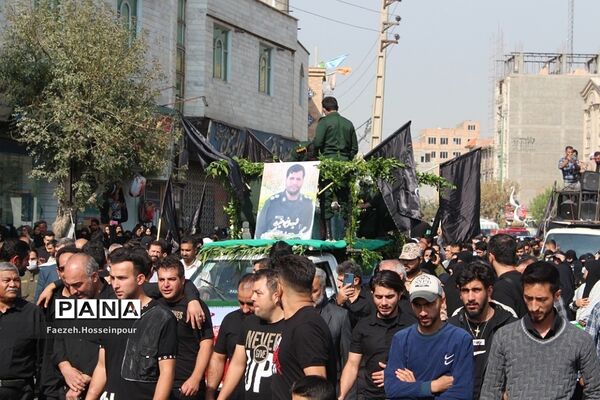 مراسم تشییع و وداع با «شهید امیر‌کمندی» در شهرستان بهارستان