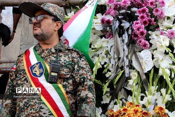 مراسم تشییع و وداع با «شهید امیر‌کمندی» در شهرستان بهارستان