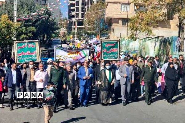 راهپیمایی ۱۳ آبان، با شعار «حماسه ایستادگی، مقاومت و استکبارستیزی» در رودهن