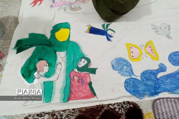 نقاشی همگانی دانش‌آموزان آموزشگاه الله‌اکبر اسلامشهر
