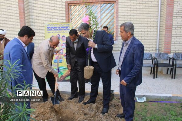کاشت نهال در دبستان شهدای مدافع سلامت در بوشهر