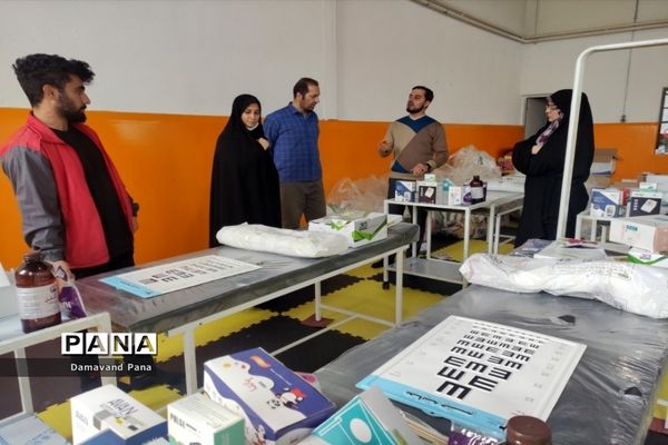 توزیع تجهیزات کامل اتاق بهداشت و اقلام ورزشی مدارس منطقه دماوند