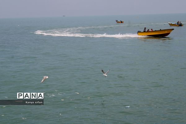 گردشگران نوروزی در ساحل بندر بوشهر