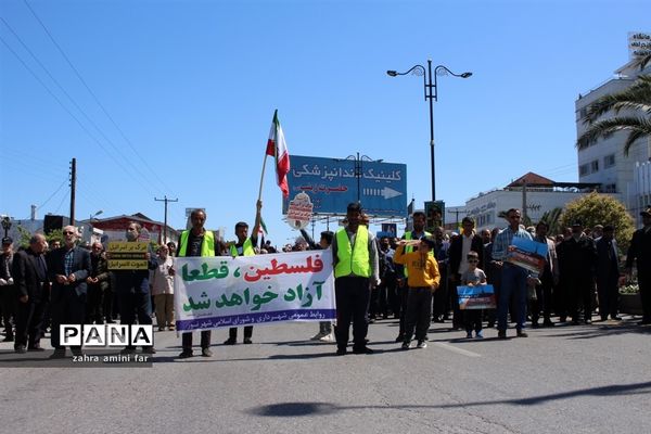 راهپیمایی پرشکوه مردم شریف شهرستان نور در روز قدس
