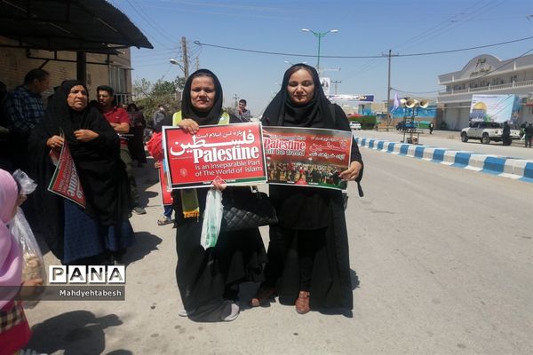 حضوردانش‌آموزان و فرهنگیان رامهرمز در راهپیمایی روز قدس