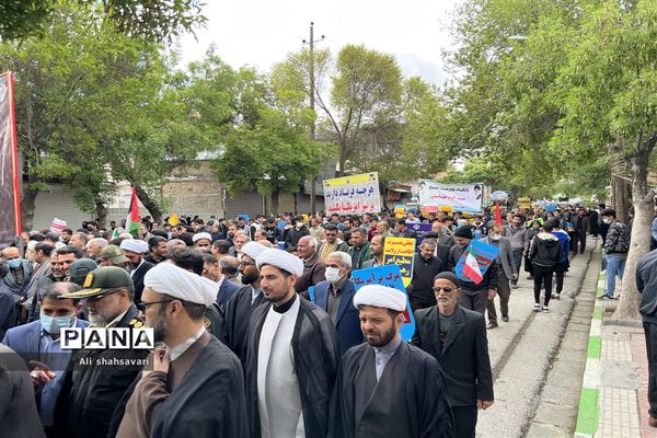 حضور پرشور فرهنگیان و دانش‌آموزان کرمانشاه در راهپیمایی روز قدس