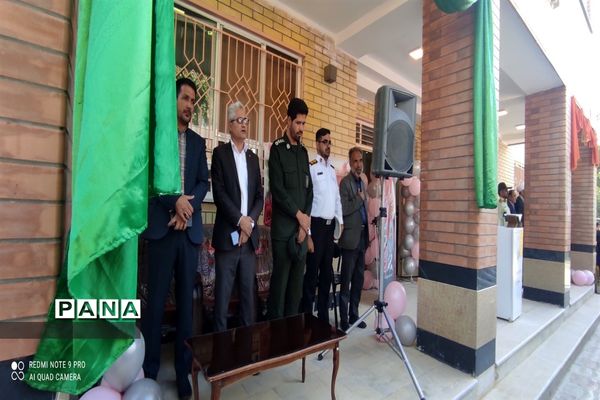 مراسم نمادین زنگ ایثار و مقاومت و بازگشایی آموزشگاه قلم چی در شهرستان بن