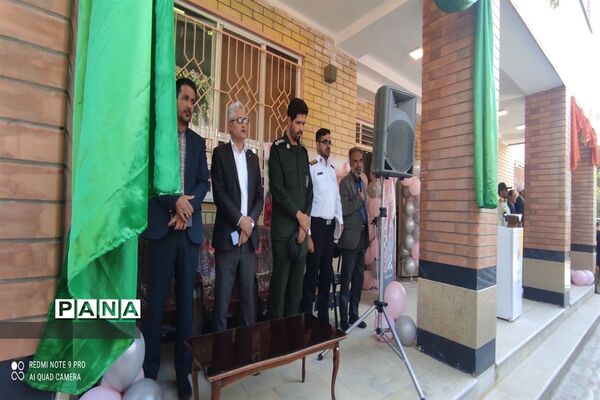 مراسم نمادین زنگ ایثار و مقاومت و بازگشایی آموزشگاه قلم چی در شهرستان بن
