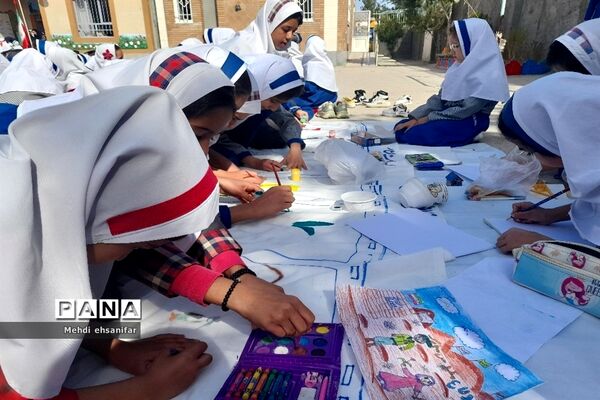 نقاشی همگانی ایثار و همدلی در بجنورد
