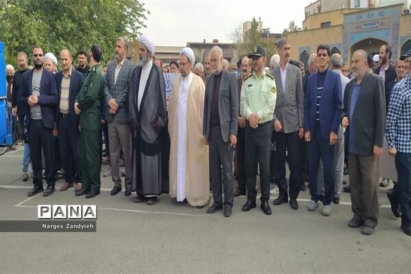 راهپیمایی پرشور دانش‌آموزان و فرهنگیان شهرستان ملارد در حمایت از مردم فلسطین