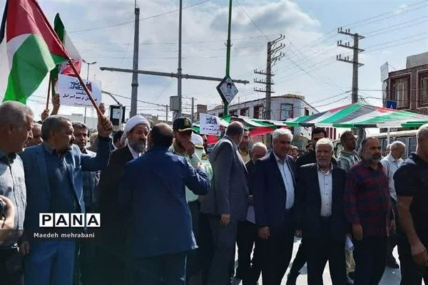 راهپیمایی مردم شهرستان قرچک در حمایت از مردم مظلوم فلسطین