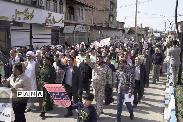 راهپیمایی حمایت از مردم مظلوم غزه در شهرستان میاندورود