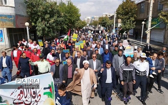 فیروزکوه در حمایت از ملت فلسطین به پا خاست/فیلم