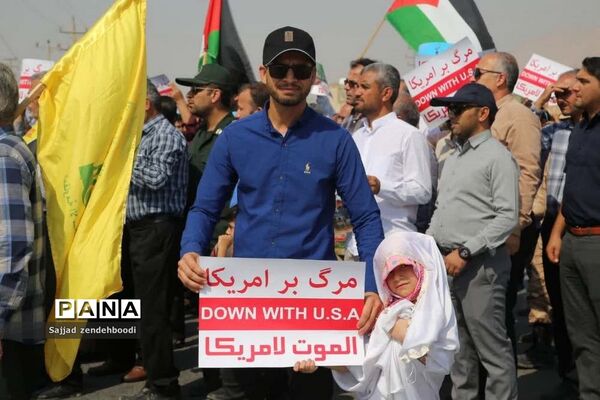 حمایت مردم اهرم از جبهه مقاومت در فلسطین