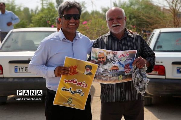 حمایت مردم اهرم از جبهه مقاومت در فلسطین